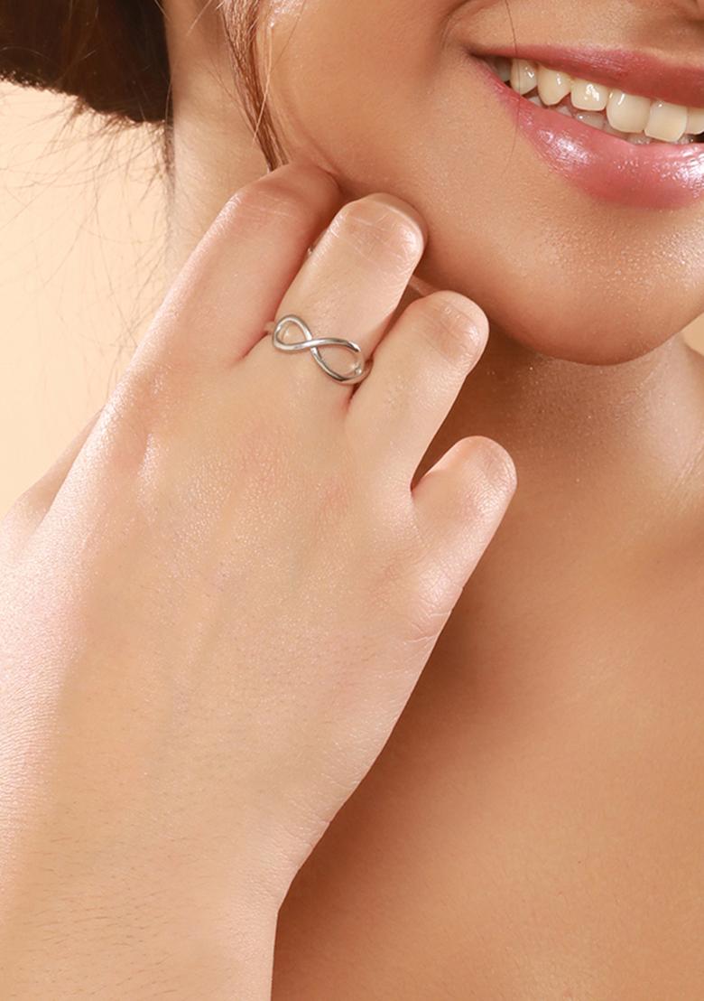 Set Of 4 Silver Plated Adjustable Finger Rings