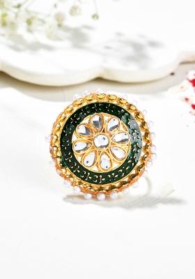 Exquisite Kundan Meenakari Gold Plated Rings