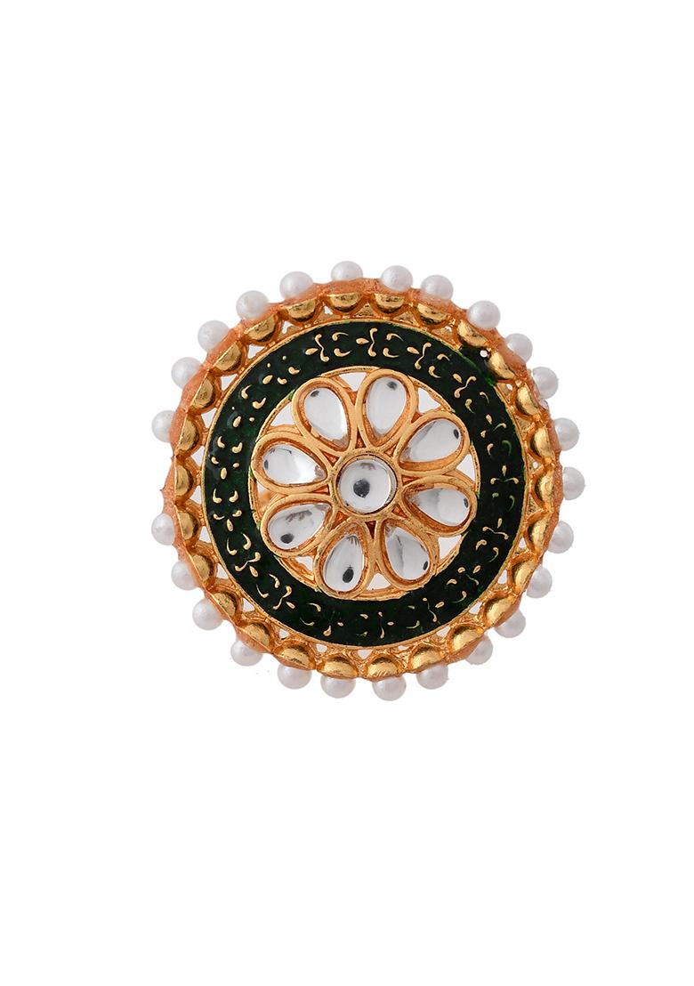 Exquisite Kundan Meenakari Gold Plated Rings