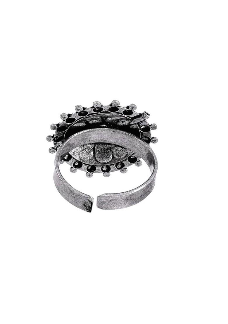 Silver Plated Oxidised Adjustable Finger Ring
