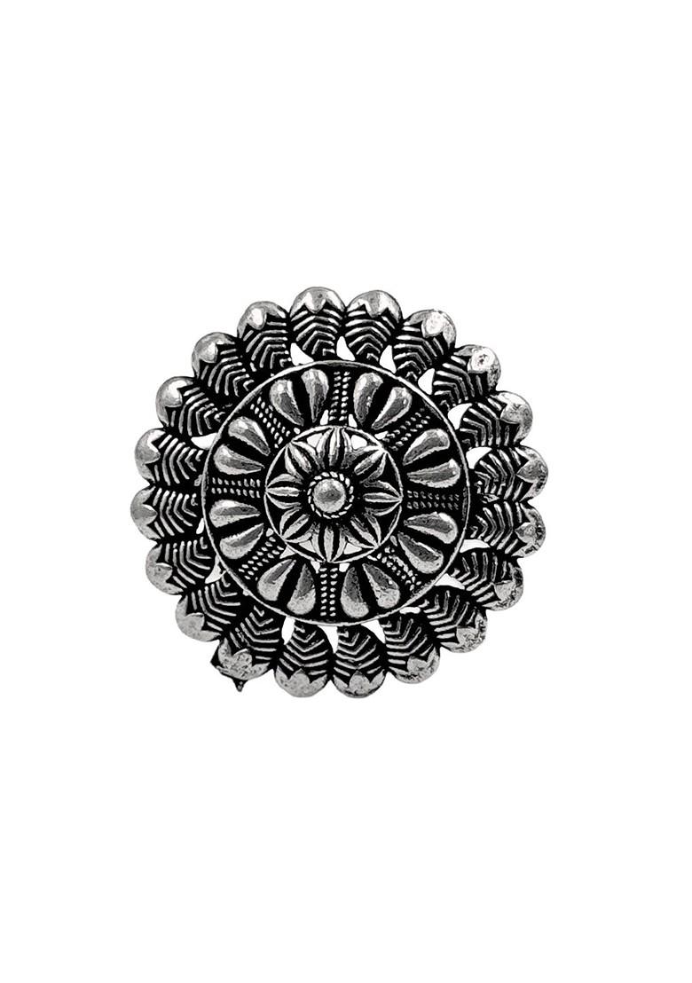 Silver Plated Oxidised Adjustable Finger Ring