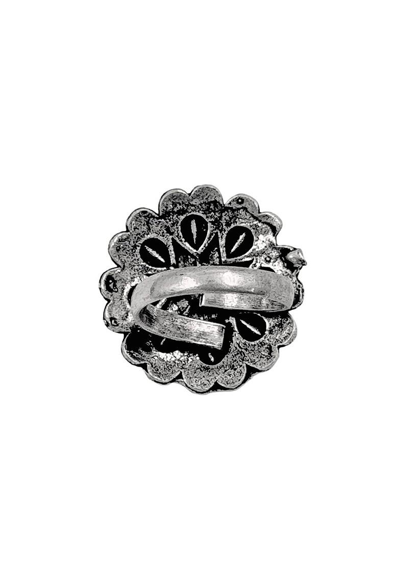 Silver Plated Oxidised Adjustable Finger Ring
