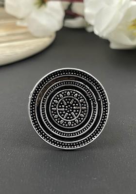 Silver Plated Adjustable Oxidised Finger Ring