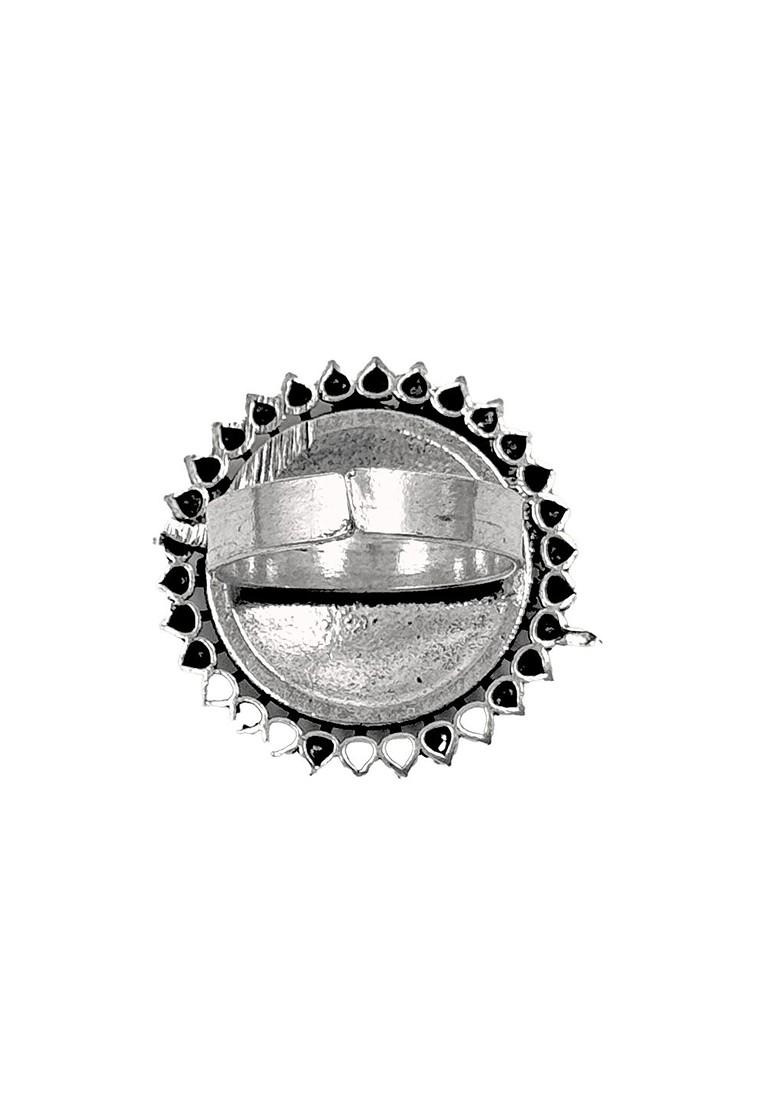 Silver Plated Oxidised Adjustable Finger Ring