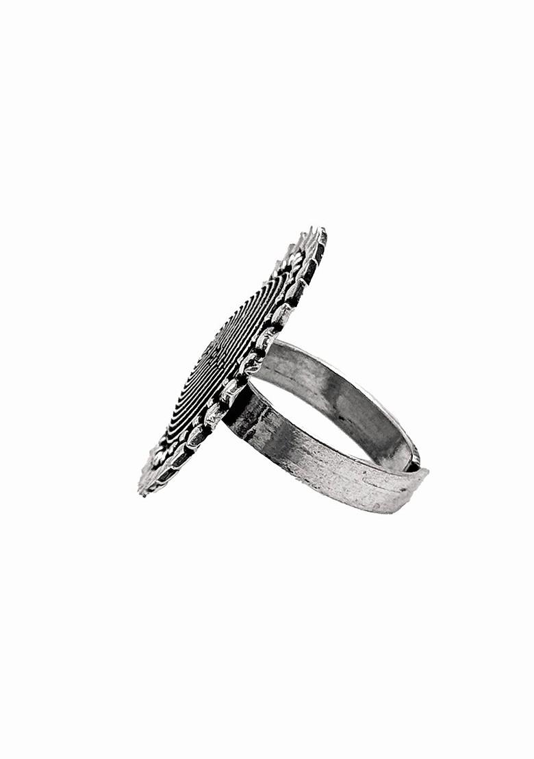 Silver Plated Oxidised Adjustable Finger Ring