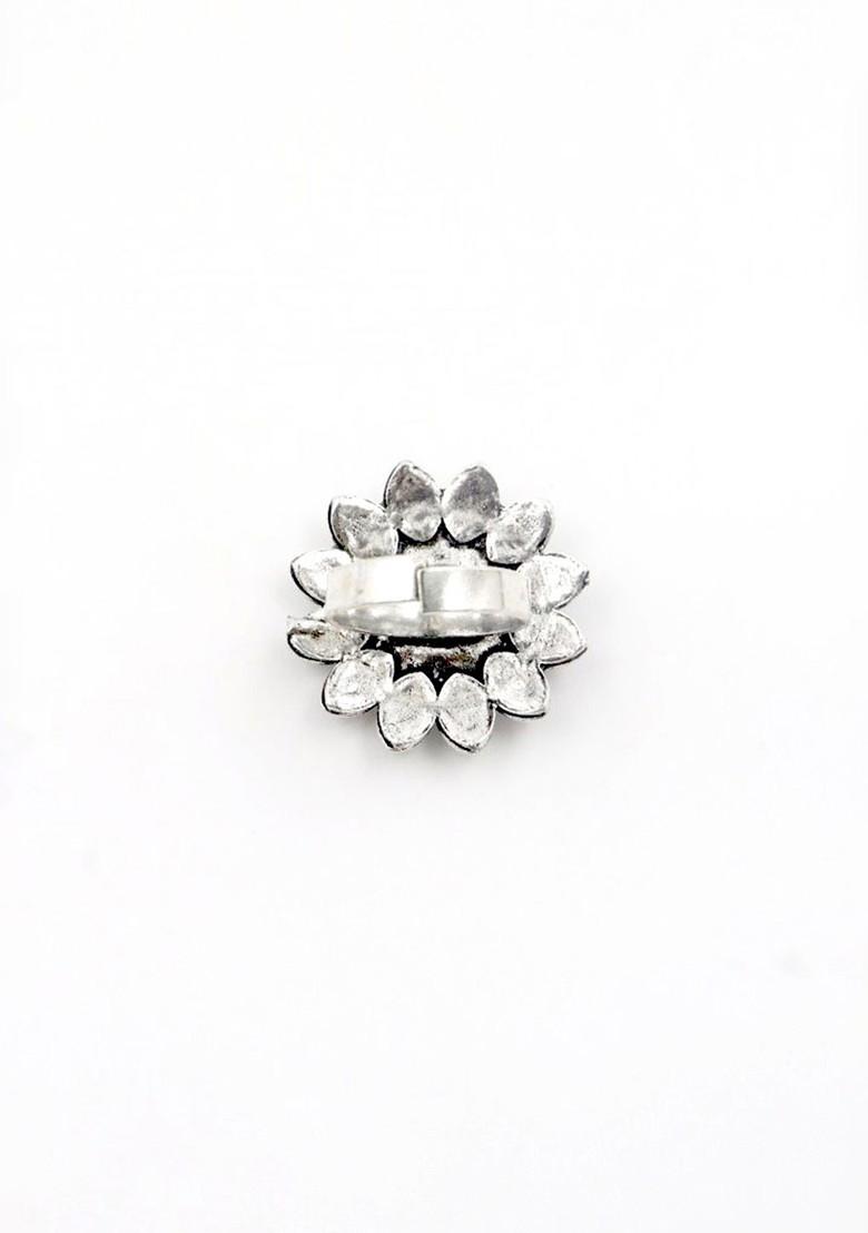 Silver Plated Oxidised Adjustable Finger Ring