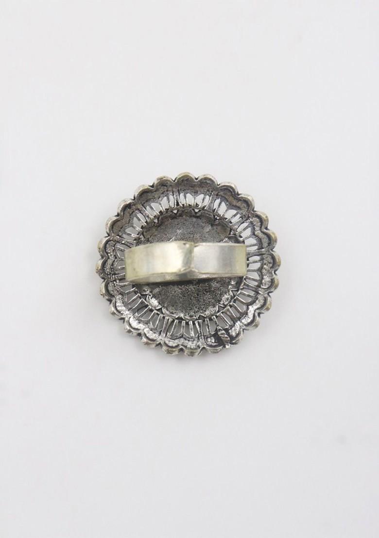 Silver Plated Oxidised Adjustable Finger Ring