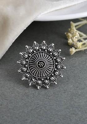 Silver Plated Oxidised Finger Ring
