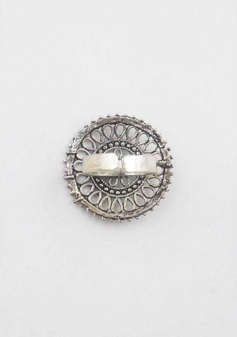 Silver Plated Oxidised Adjustable Finger Ring