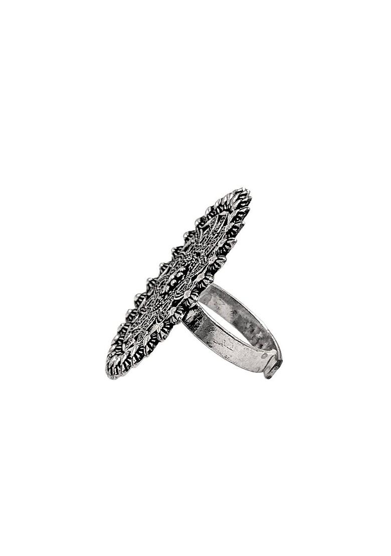 Silver Plated Oxidised Finger Ring