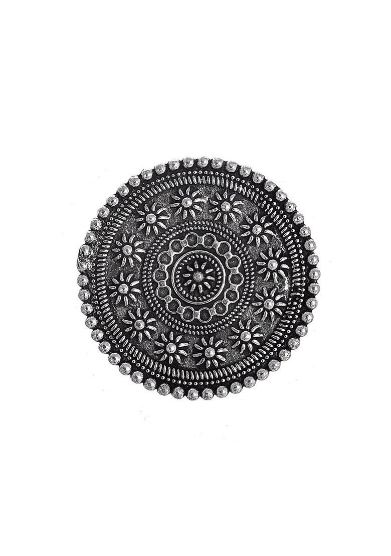 Silver Plated Oxidised Adjustable Finger Ring