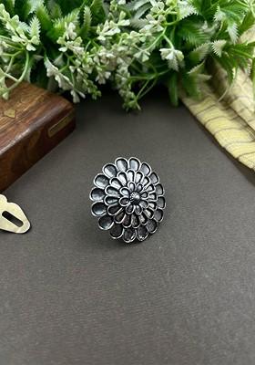 Silver Plated Oxidised Adjustable Finger Ring