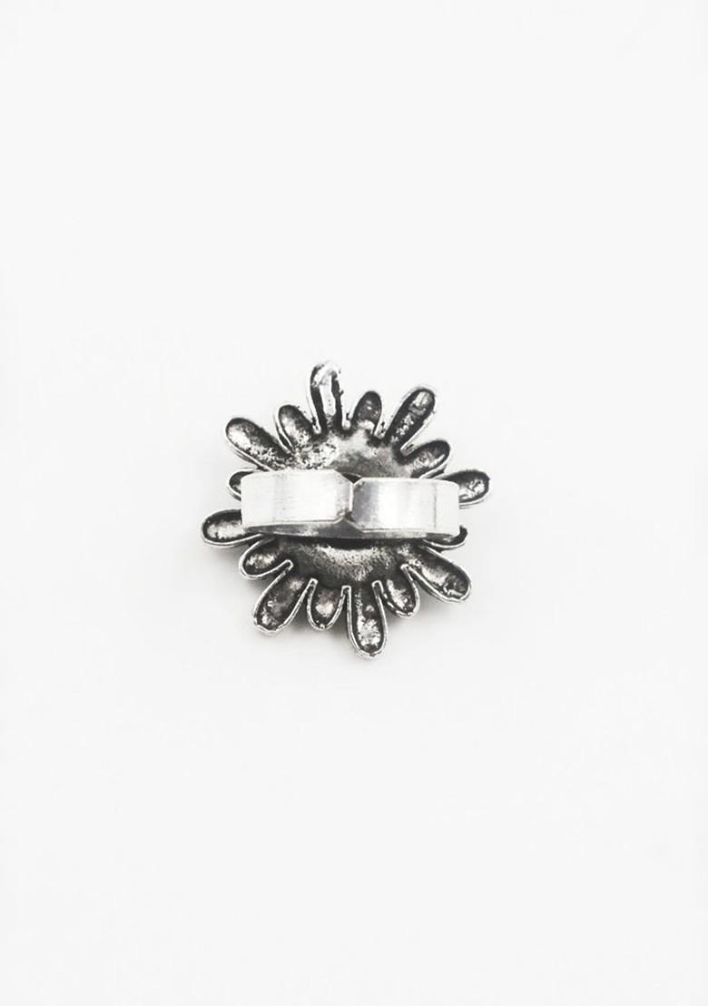 Silver Plated Oxidised Adjustable Finger Ring