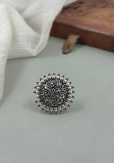 Oxidised Adjustable Skin Friendly Finger Ring