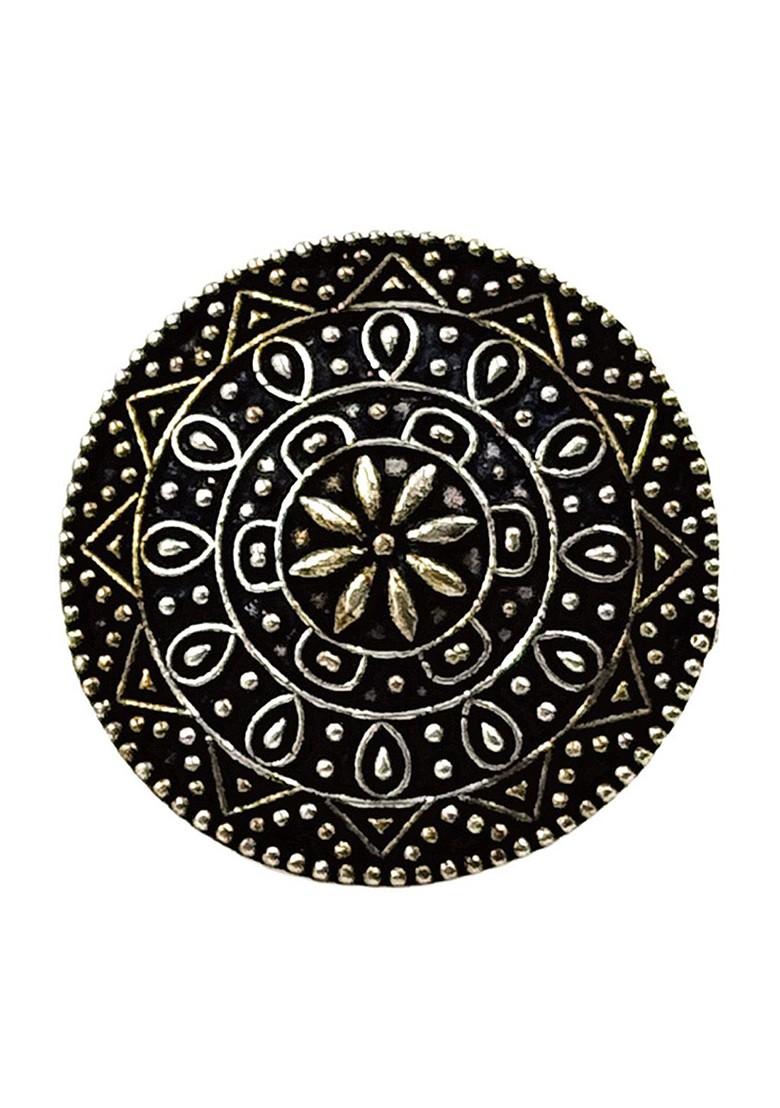 Intricate Oxidised Detailing Studded Adjustable Finger Ring
