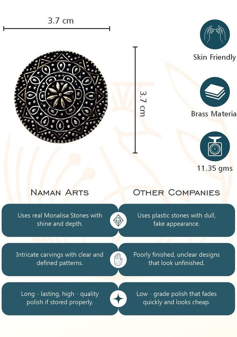 Intricate Oxidised Detailing Studded Adjustable Finger Ring