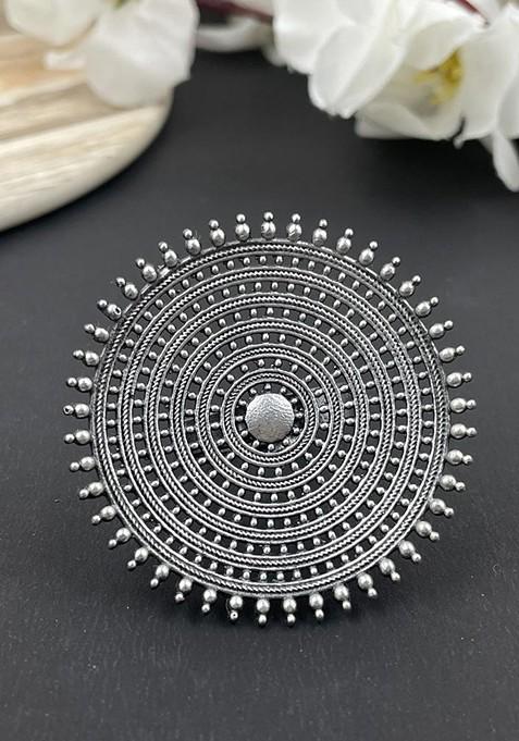 Silver Plated Oxidized Finger Ring