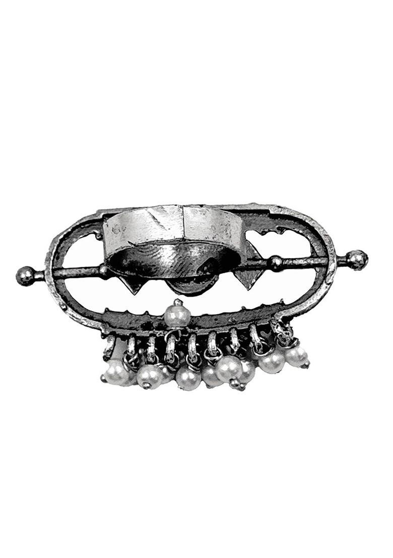 Oxidised Beaded Adjustable Skin Friendly Finger Ring