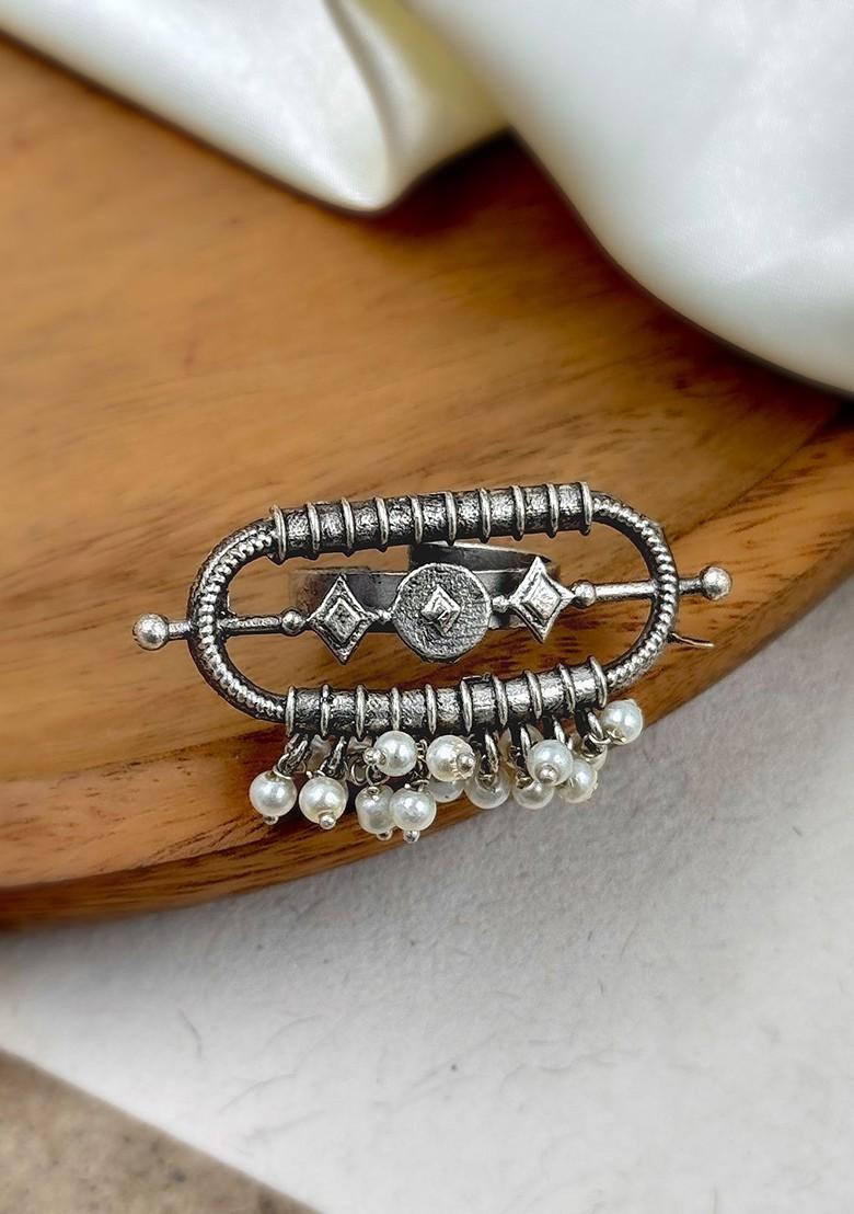 Oxidised Beaded Adjustable Skin Friendly Finger Ring