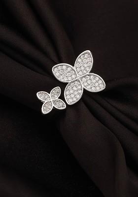 Silver Plated Cubic Zirconia Studded Finger Ring