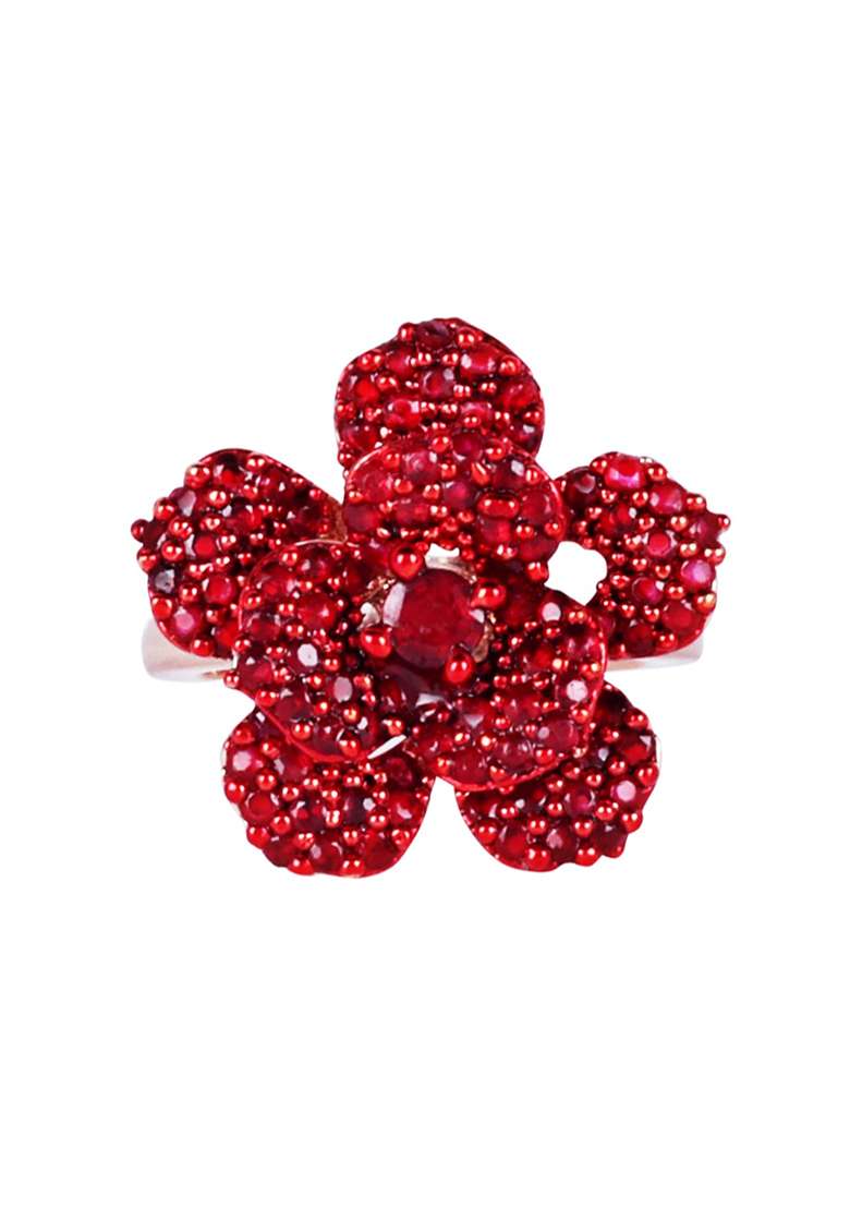 Rose Gold Plated Crystal Studded Finger Ring - Indya