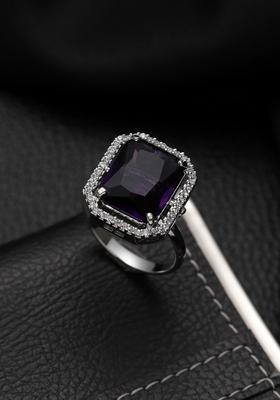 Silver Plated Ad Studded Finger Ring