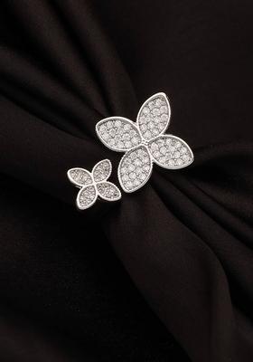 Silver Plated Cubic Zirconia Studded Finger Ring