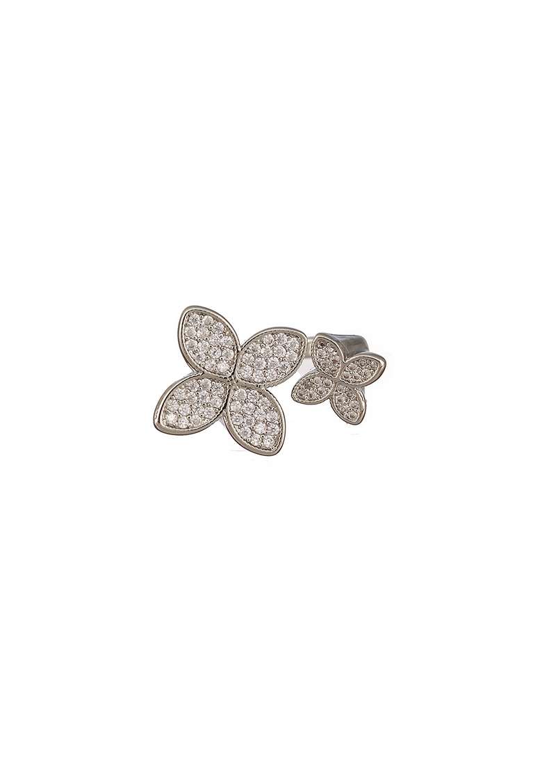 Silver Plated Cubic Zirconia Studded Finger Ring - Indya