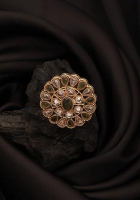 Gold Plated Kundan Studded Finger Ring