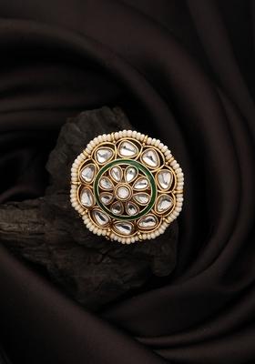Gold Plated Kundan Studded Finger Ring