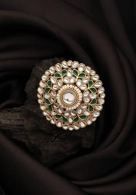 Gold Plated Kundan Studded Adjustable Finger Ring