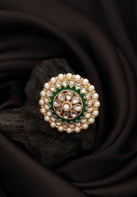 Gold Plated Kundan Studded Finger Ring
