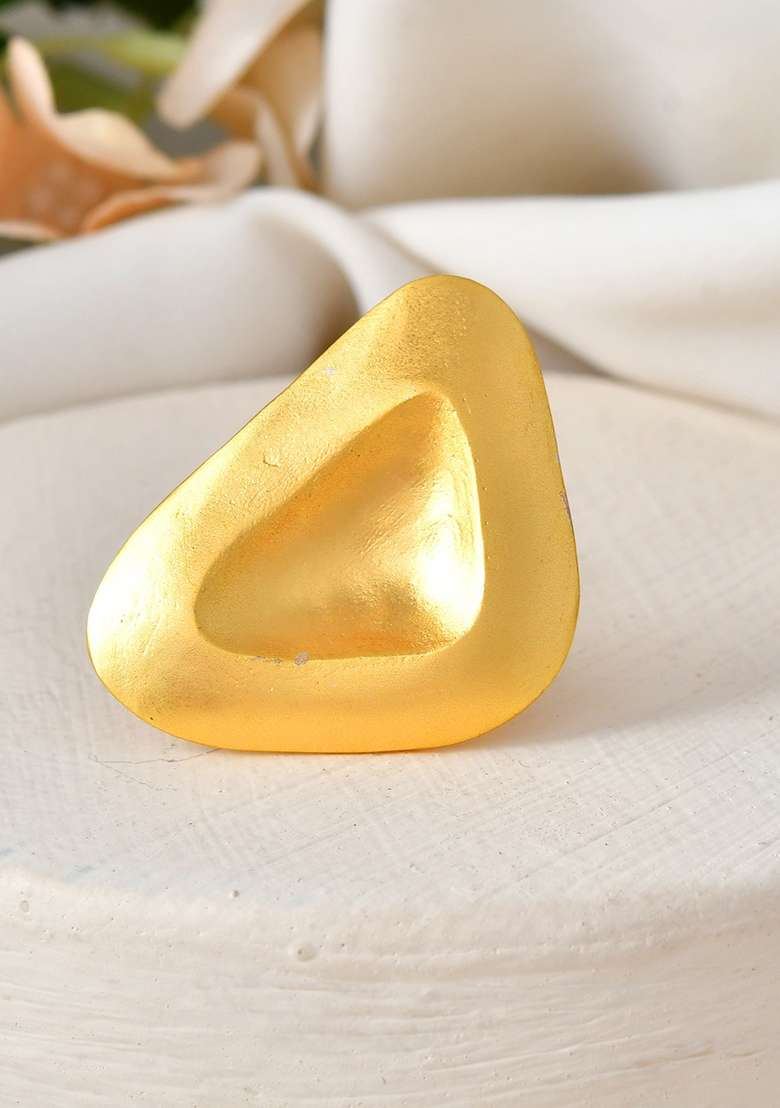 18K Gold Plated Geomatical Shaped Big Ring - Indya