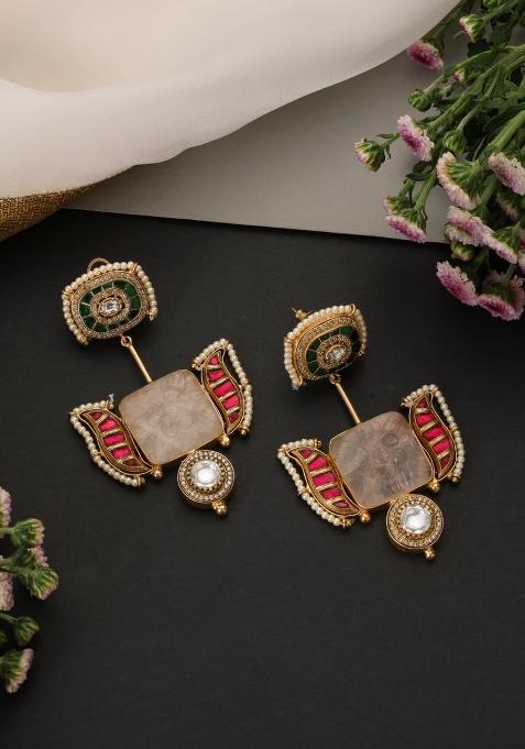 Golden Brass Earrings Set