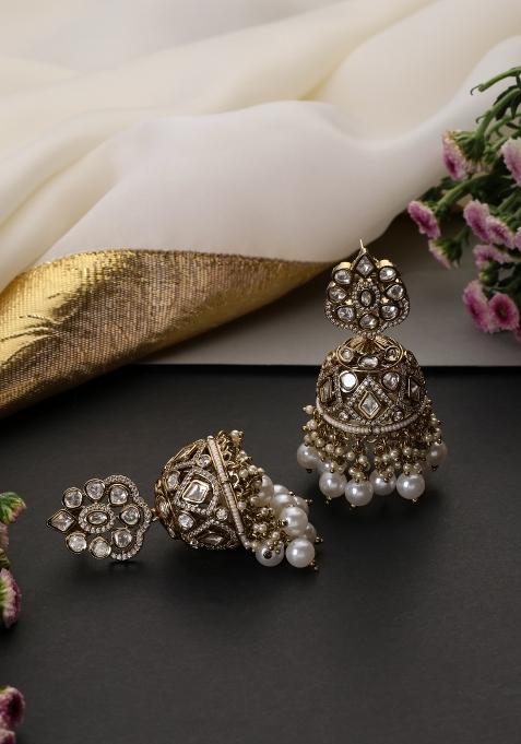 Golden Brass Earrings Set