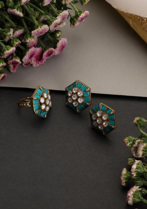 Golden Brass Earrings Set
