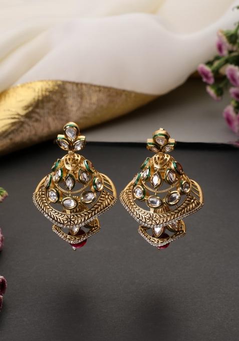 Golden Brass Earrings Set