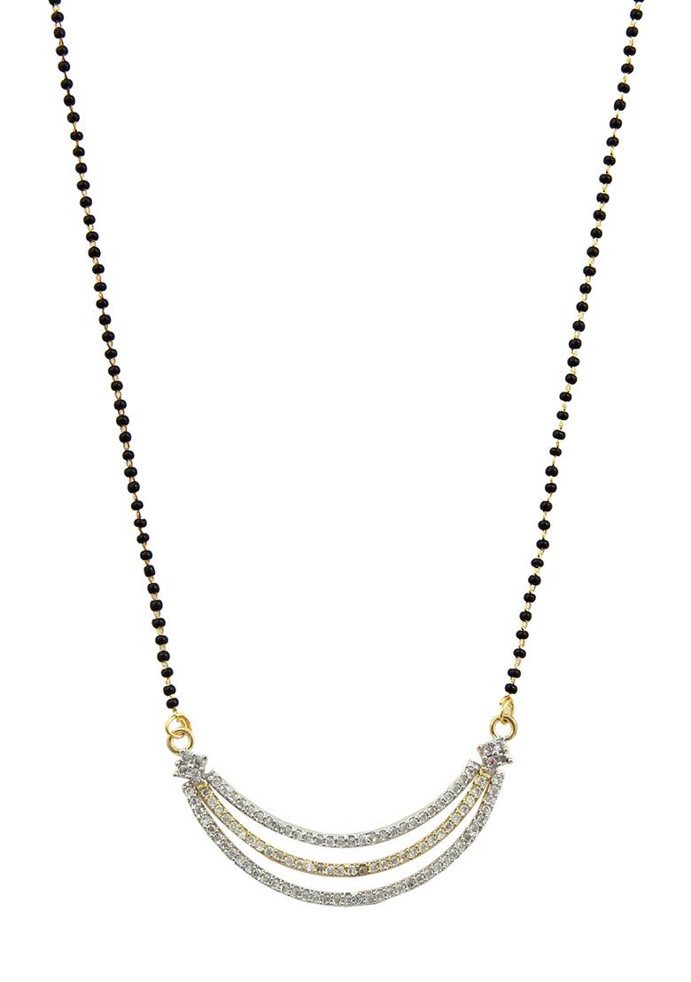 Gold Plated Long Bead Chain Mangalsutra With Earrings