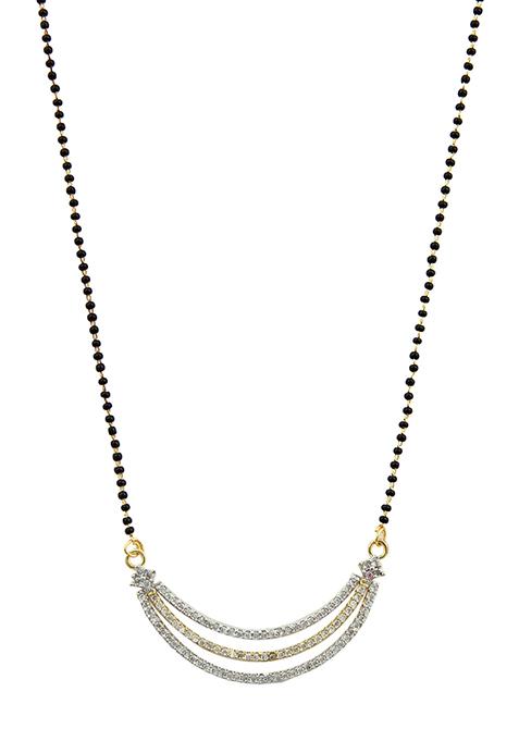 Gold Plated Long Bead Chain Mangalsutra With Earrings