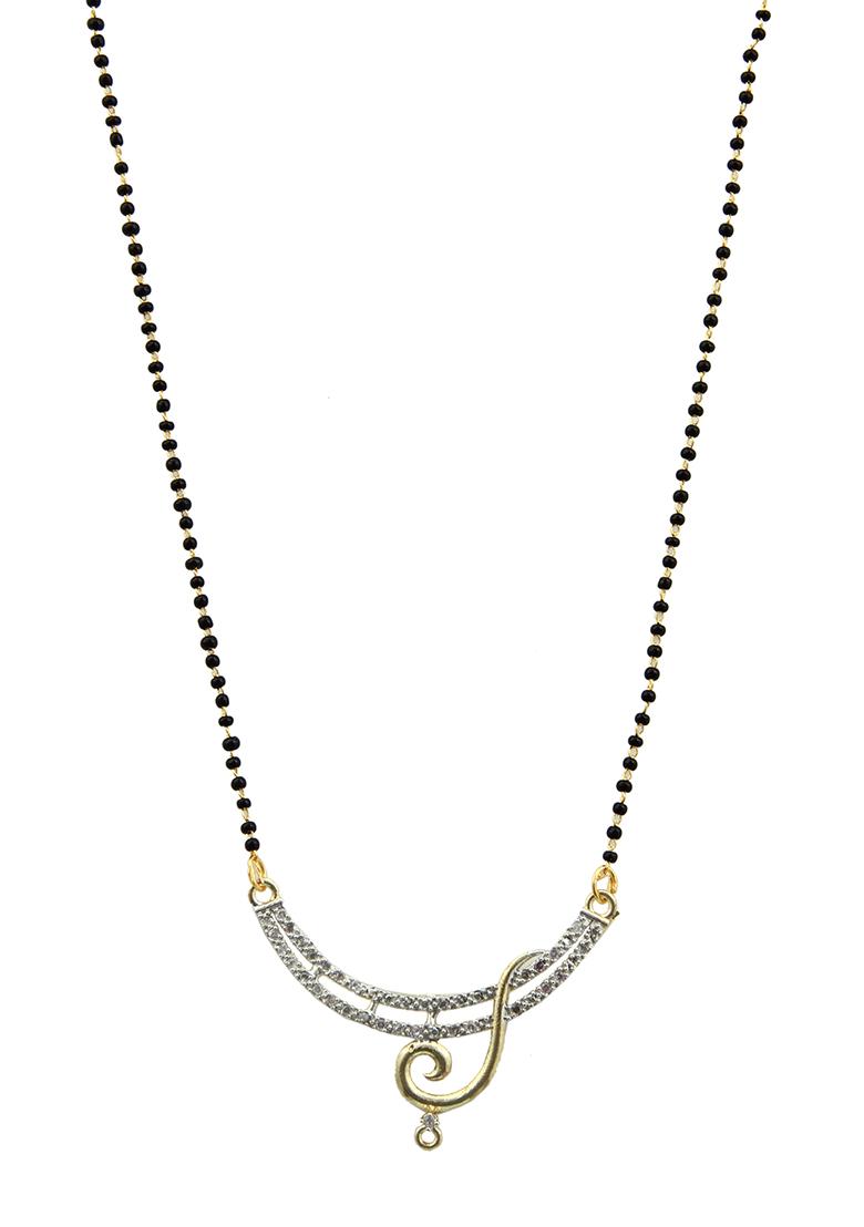 Gold Plated Studded Musical String Mangalsutra With Earrings