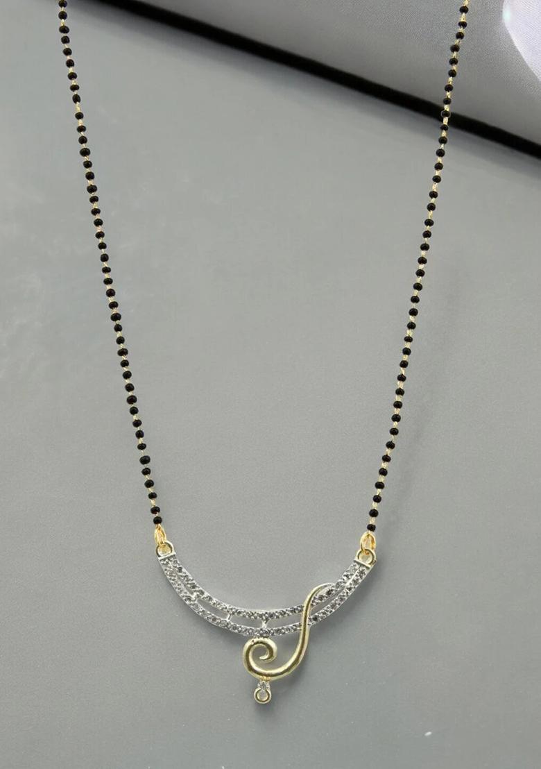 Gold Plated Studded Musical String Mangalsutra With Earrings