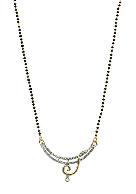 Gold Plated Studded Musical String Mangalsutra With Earrings