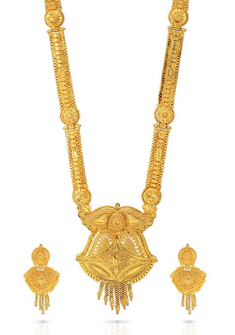 Gold Plated Long Haram Necklace Set