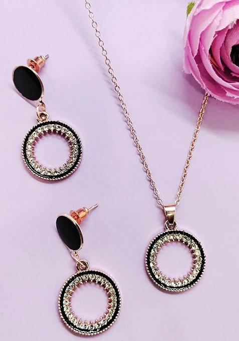 Gold Plated Stone Studded Necklace Set