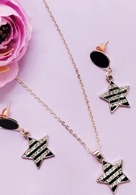 Gold Plated Stone Studded Star Necklace Set