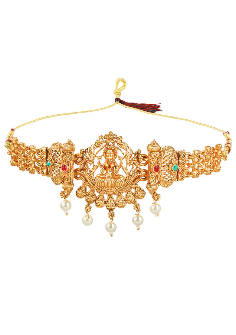 Gold Plated Choker Temple Necklace Set