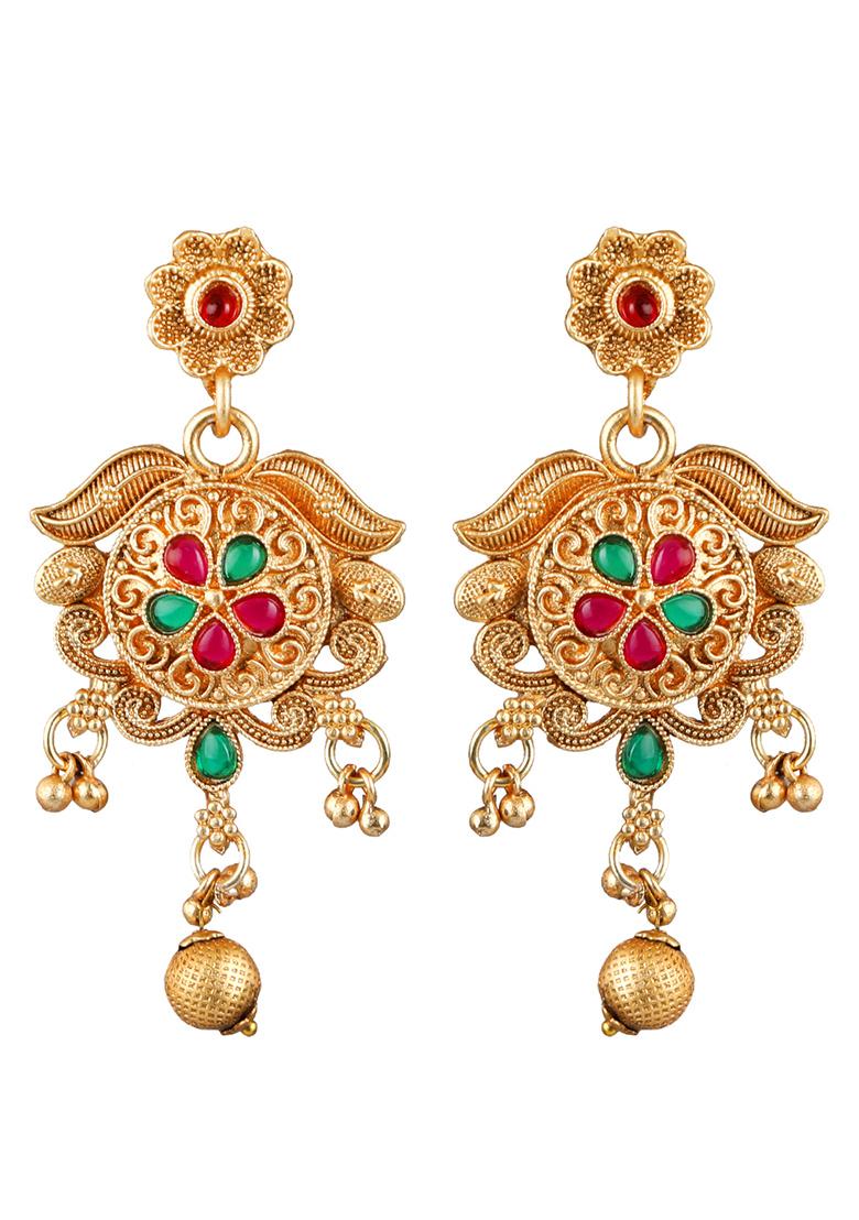 Gold Plated Red And Green Kundan Choker Set