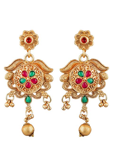 Gold Plated Red And Green Kundan Choker Set