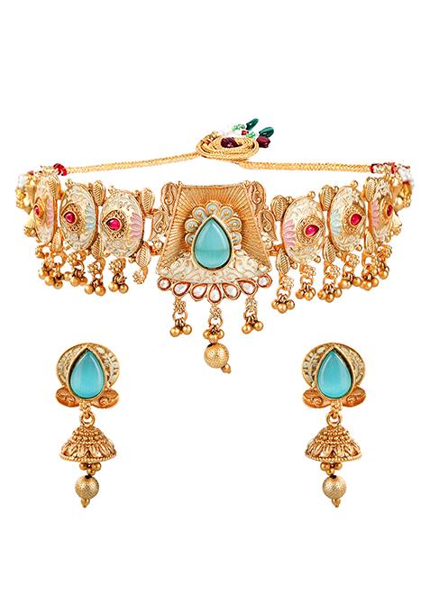 Gold Plated Meenakari Choker Set