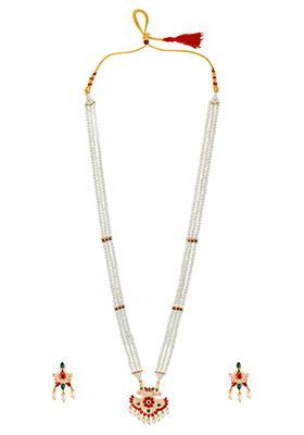 Gold Plated Triple Layered Bead Necklace Set